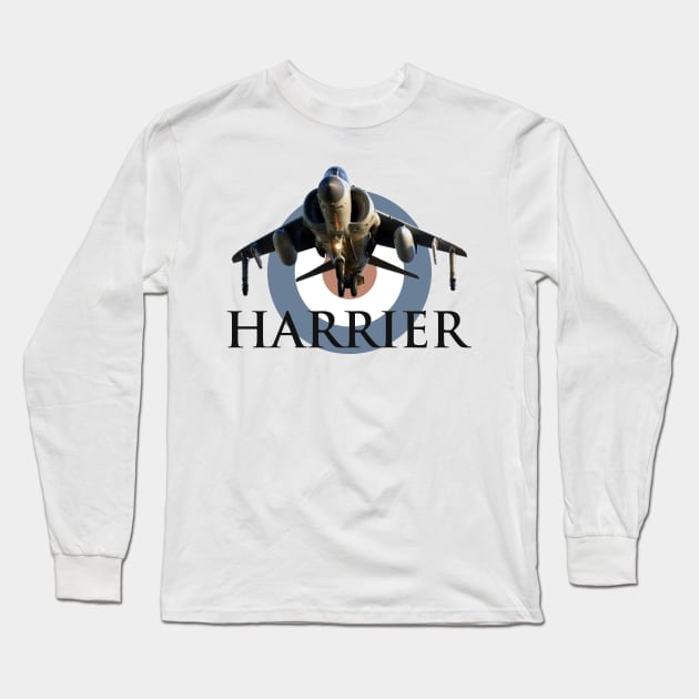 Sea Harrier Jump Jet and Roundel Long Sleeve T-Shirt by SteveHClark